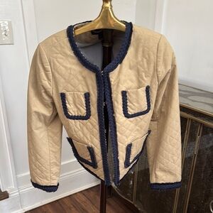 J. Crew Tan and Blue Blazer with Classic Trim